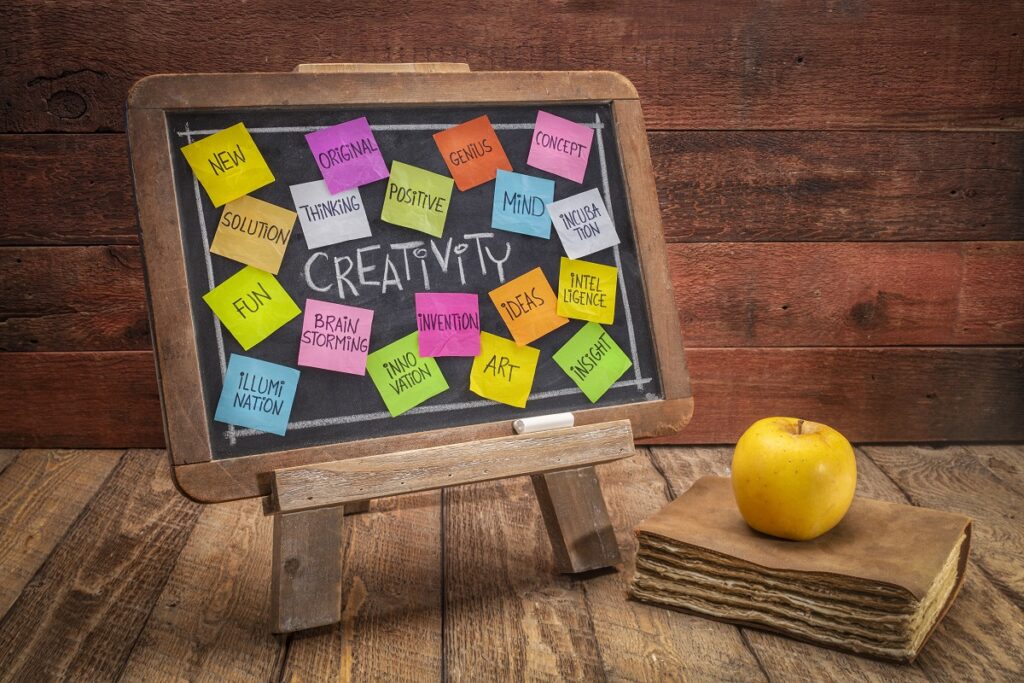 10 Simple Habits to Boost Daily Creativity 10 Creative brainstorming concept with chalkboard.