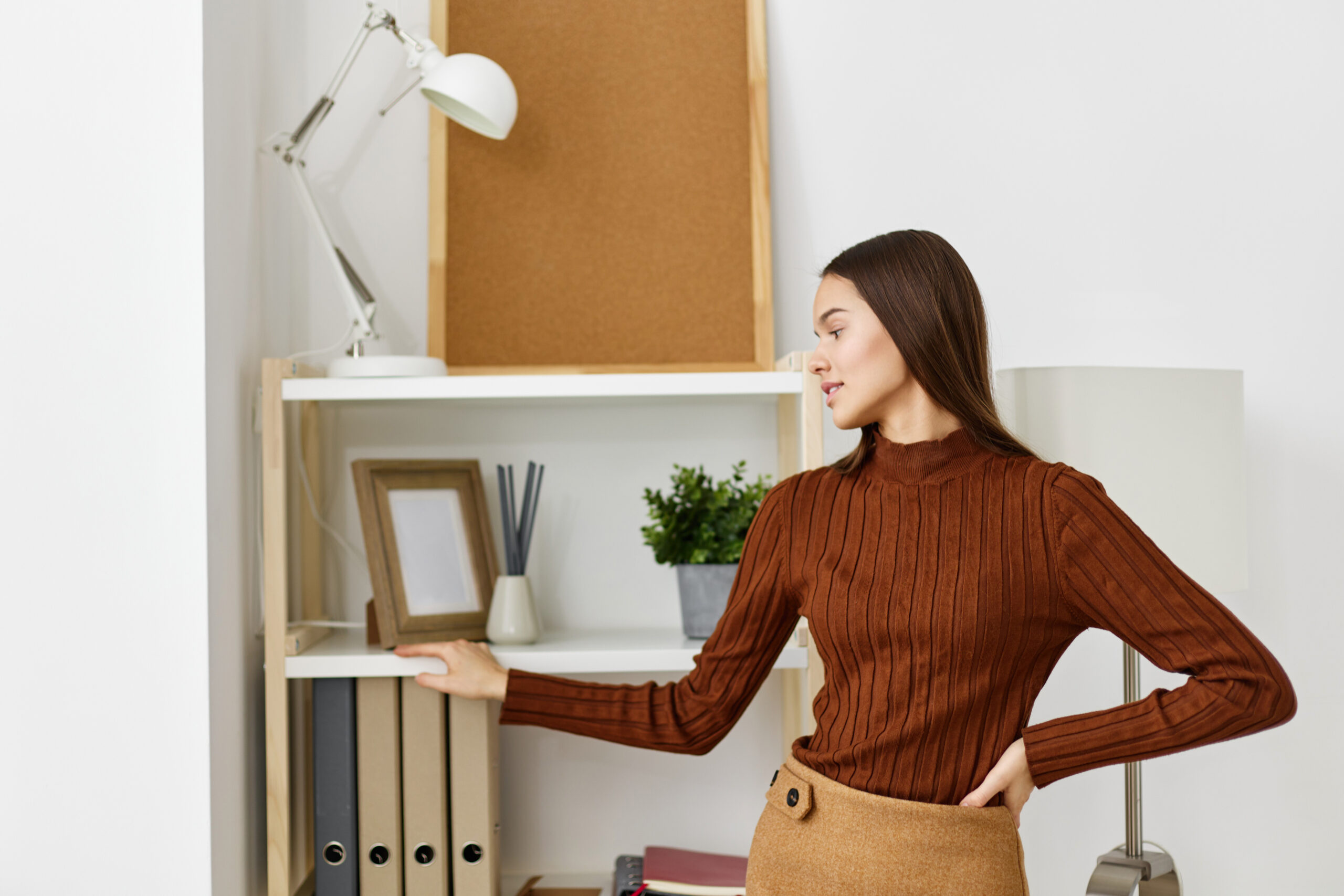 Organized desk with decor