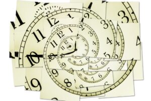 Spiral clock representing time management.