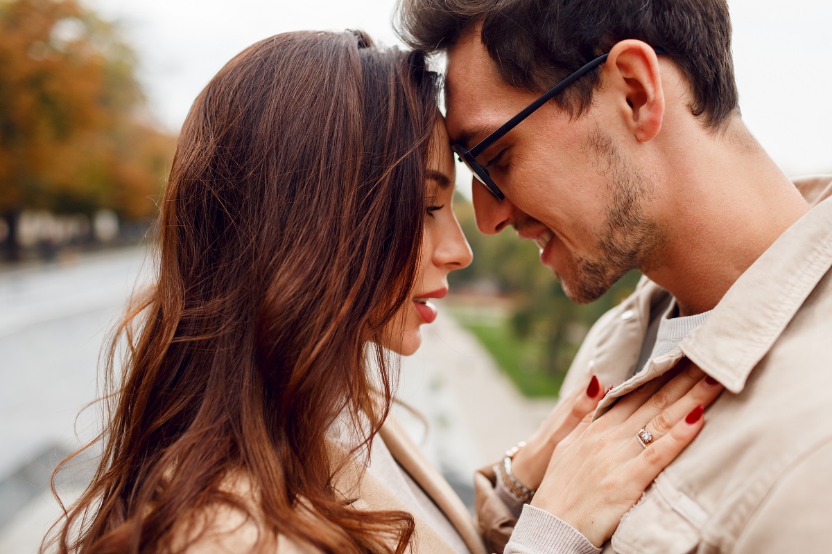 Romantic couple close together